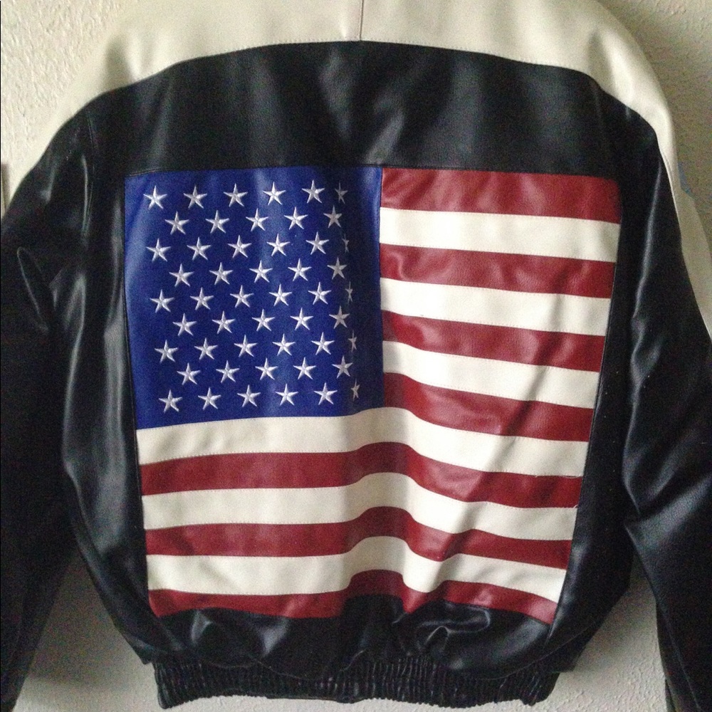 Genuine Leather Patriotic Biker Jacket